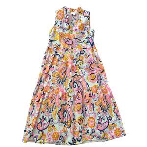 JB Julie Brown NYC Kaylah Ivory Paisley Neon Tier Maxi Dress Large